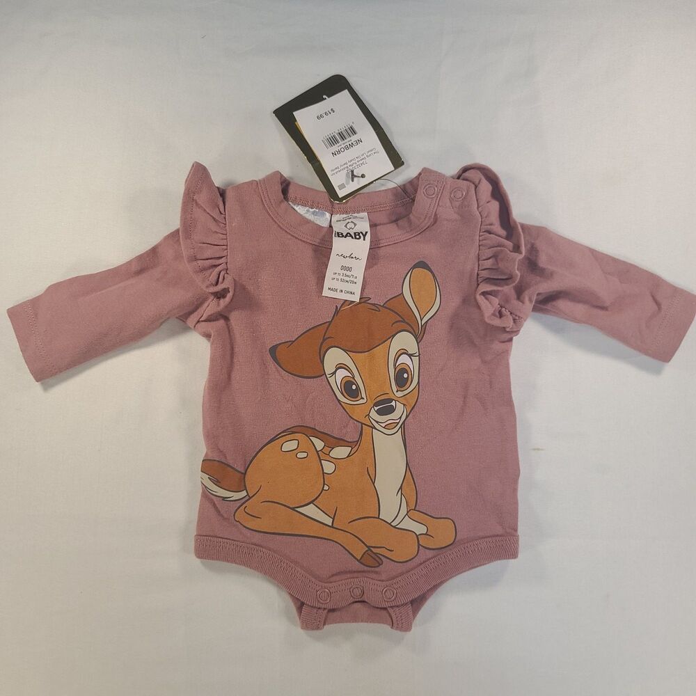 Cotton On Baby Disney Bambi Dusty Berry Ruffle Bubbysuit Newborn 0000